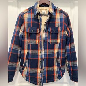 GAP Men's Blue and Orange Plaid Shirt Jacket